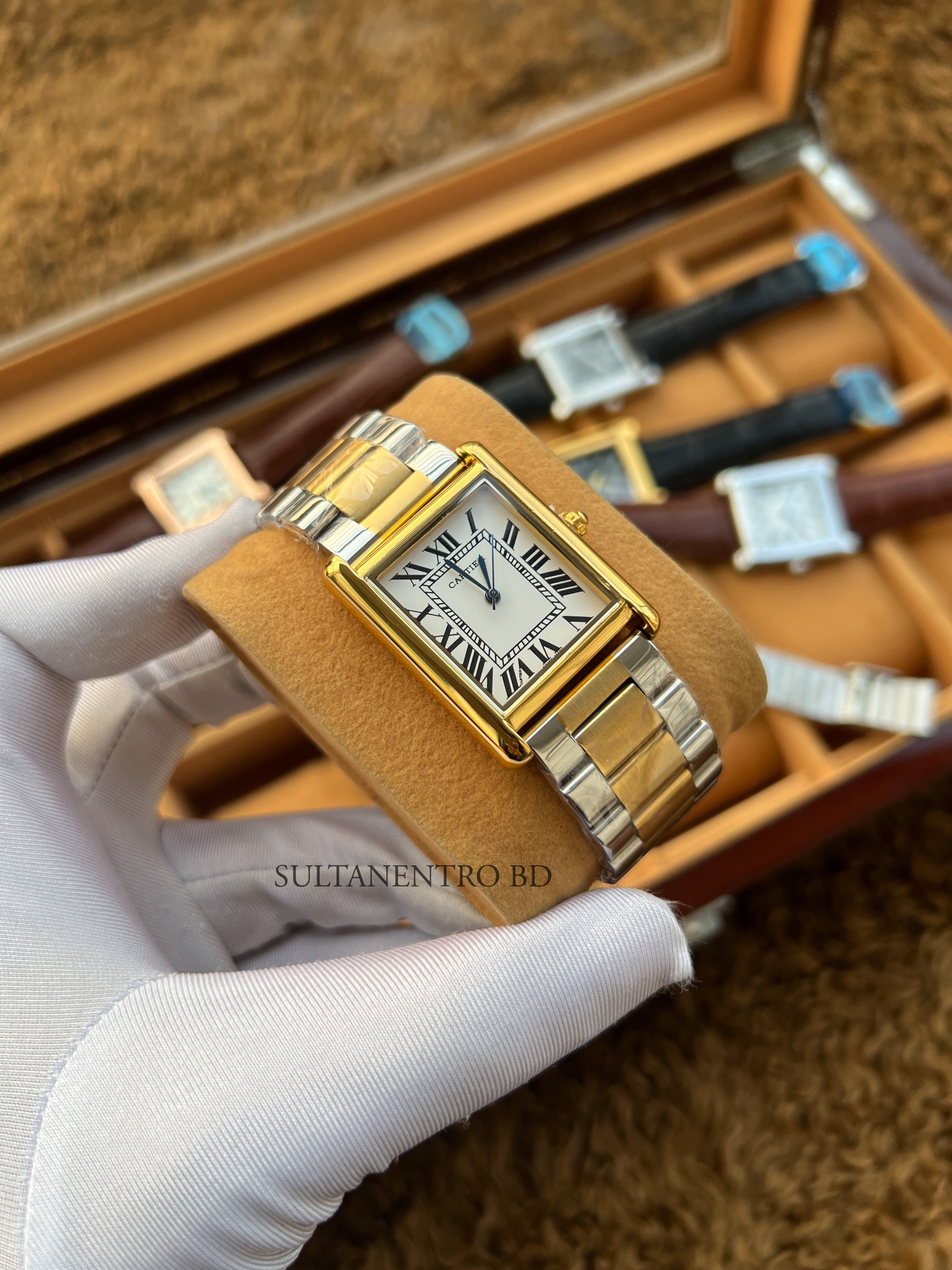 Cartier Tank Dual Tone Chain Watch (Quartz)