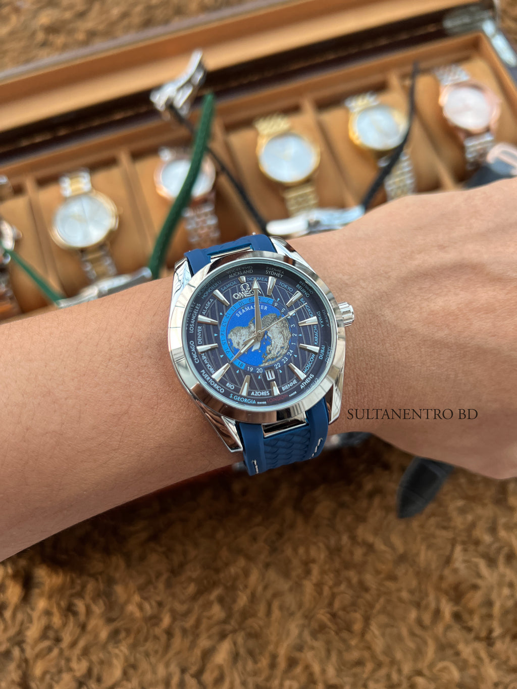 Omega Aqua Terra World Timer Watch (Sweep Movement)