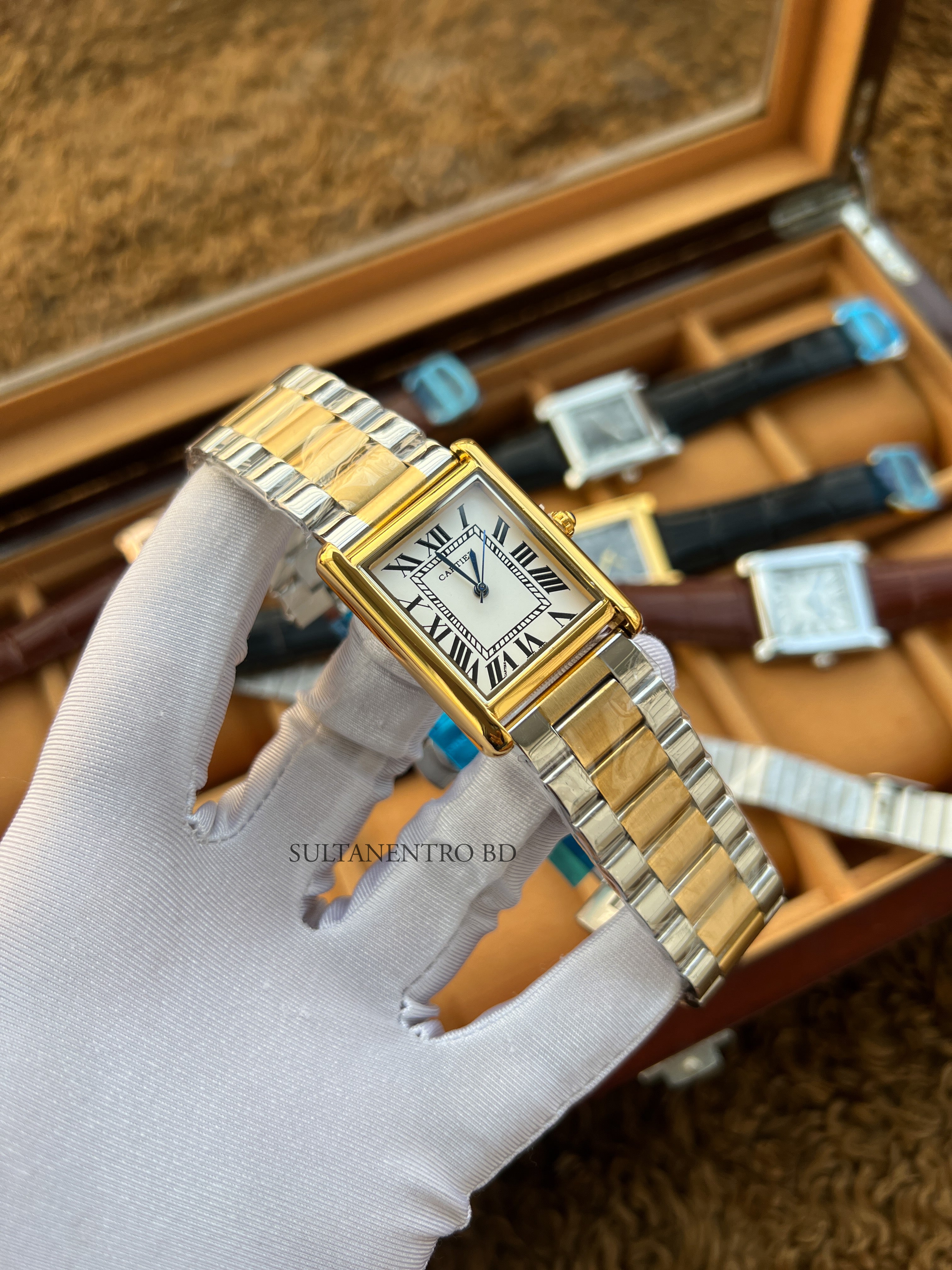 Cartier Tank Dual Tone Chain Watch (Quartz)