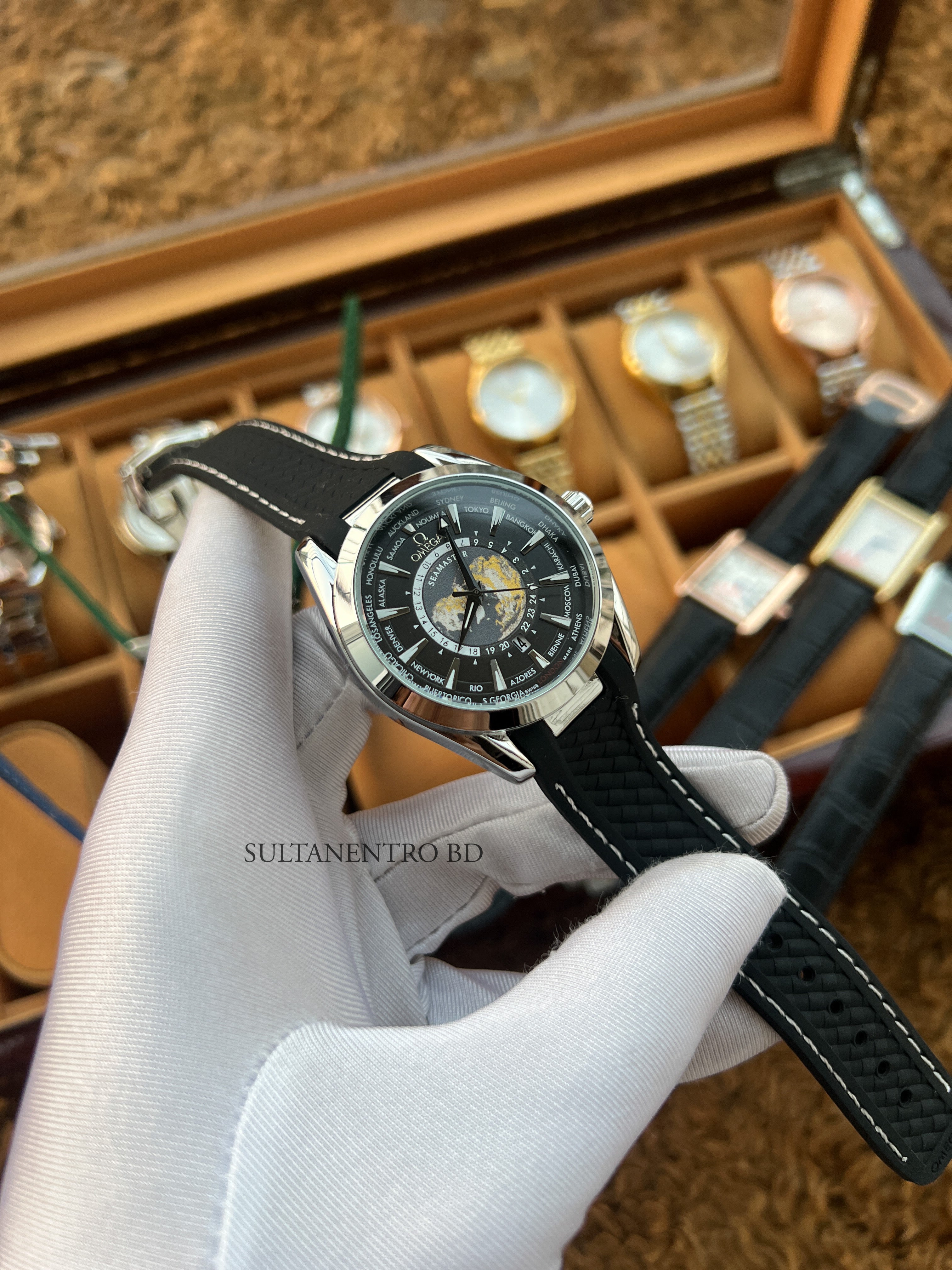 Omega Aqua Terra World Timer Watch (Sweep Movement)