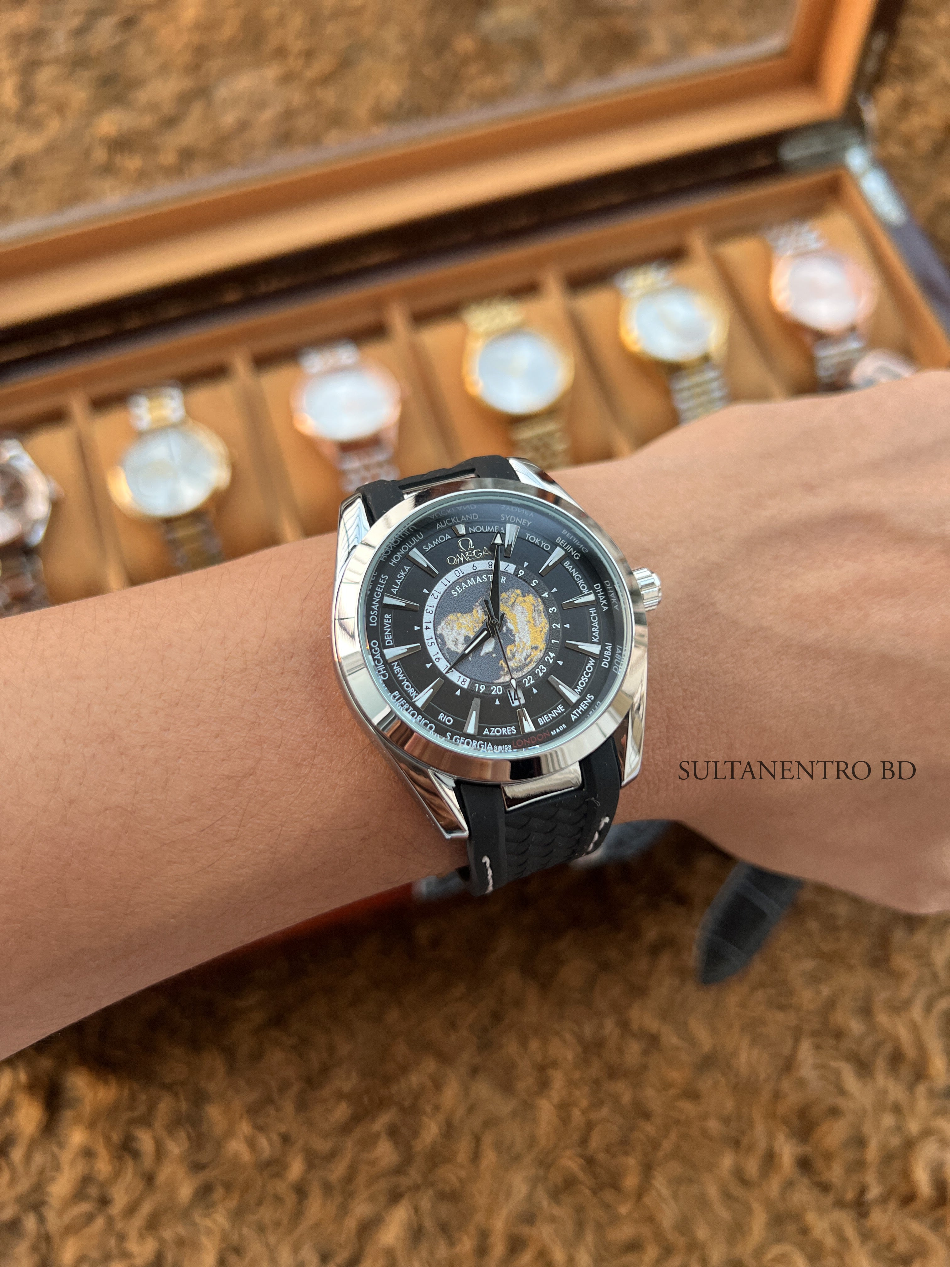 Omega Aqua Terra World Timer Watch (Sweep Movement)